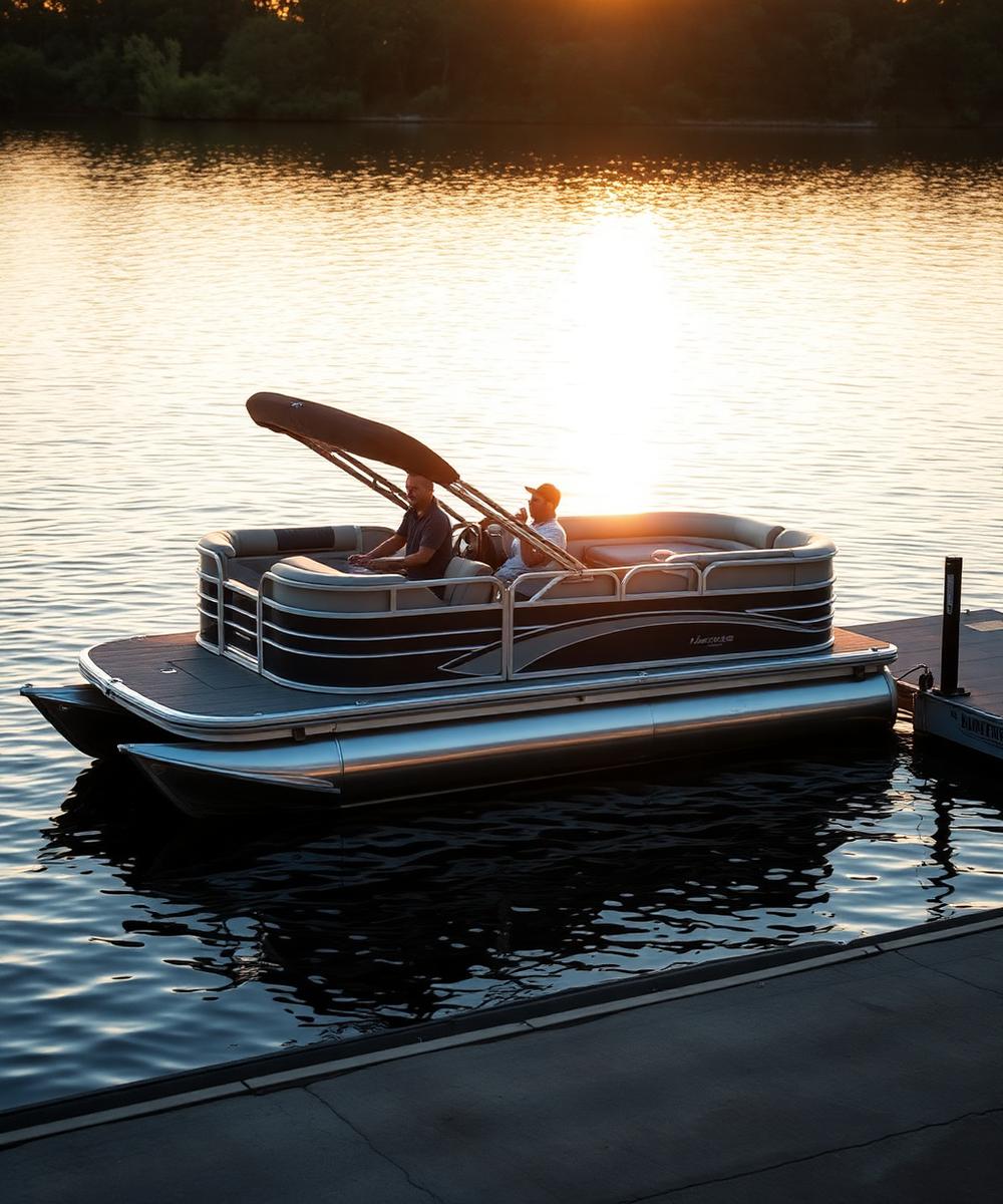 Pontoon boat at a Lake Austin ramp